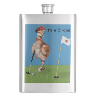 Humoureus Bird Play Golf Heupfles