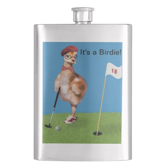 Humoureus Bird Play Golf Heupfles (Voorkant)