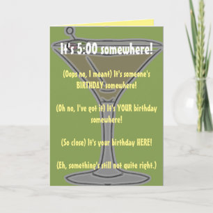 Humoureus Birthday Drink (het is 5:00 ergens) Kaart