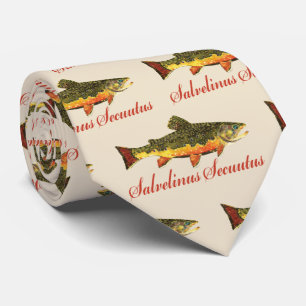 Humoureus Brook Trout Fly Fishing Tan Beige Stropdas