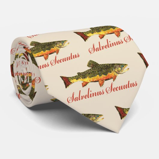 Humoureus Brook Trout Fly Fishing Tan Beige Stropdas (Opgerold)