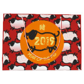 Humoureus Chinees varkensjaar 2019 L Gift Bag Groot Cadeauzakje (Achterkant)