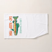 Humoureus EAT SLEEP FISH Vist Decor Bad Handdoek (Handdoek)