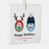 Humoureus Gemaskerde Kerstmis en Aangepast Hanukka Keramisch Ornament (Rechts)