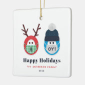 Humoureus Gemaskerde Kerstmis en Aangepast Hanukka Keramisch Ornament (Links)