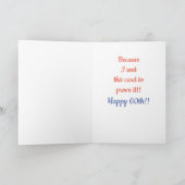 Humoureus Happy 60th Birthday Kaart (Binnen)