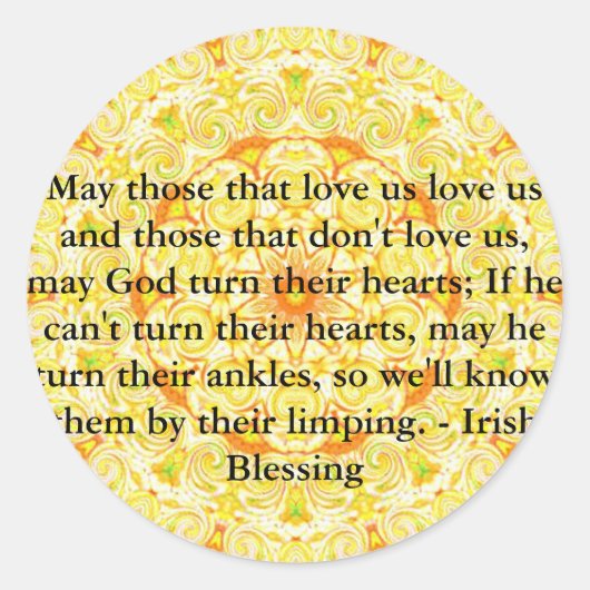 Humoureus Irish Blessing uit IERLAND Ronde Sticker (Voorkant)