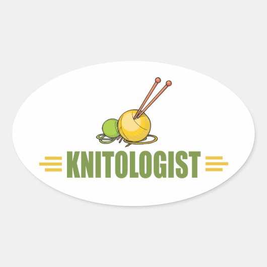 Humoureus Knitting Ovale Sticker (Voorkant)