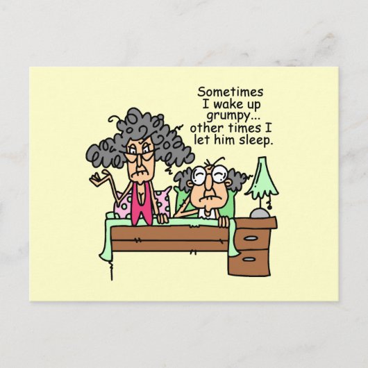 Humoureus laat grumpy slapen briefkaart (Voorkant)