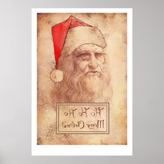Humoureus Leonardo da Vinci als Santa Poster (Voorkant)