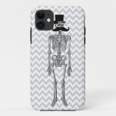 Humoureus Mustache op Skeleton Grey iPhone Case (Achterkant)