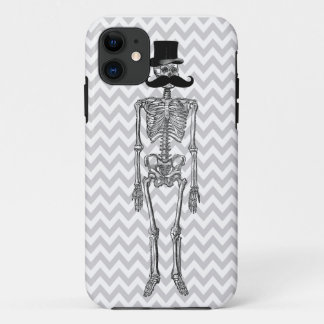 Humoureus Mustache op Skeleton Grey iPhone Case