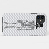 Humoureus Mustache op Skeleton Grey iPhone Case (Achterkant (horizontaal))