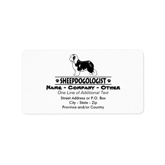 Humoureus Old English Sheepdog Etiket (Voorkant)