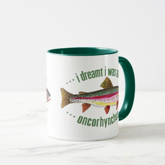 Humoureus ontwerp regenboogforel mok (Voorkant rechts)