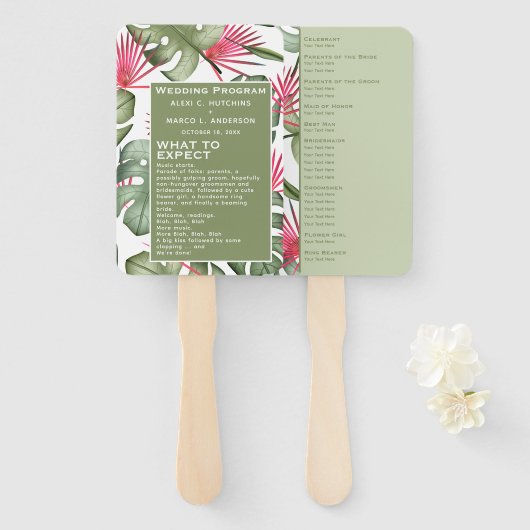 Humoureus programma voor Tropisch Weddenschap Handwaaier (Voorkant en achterkant)