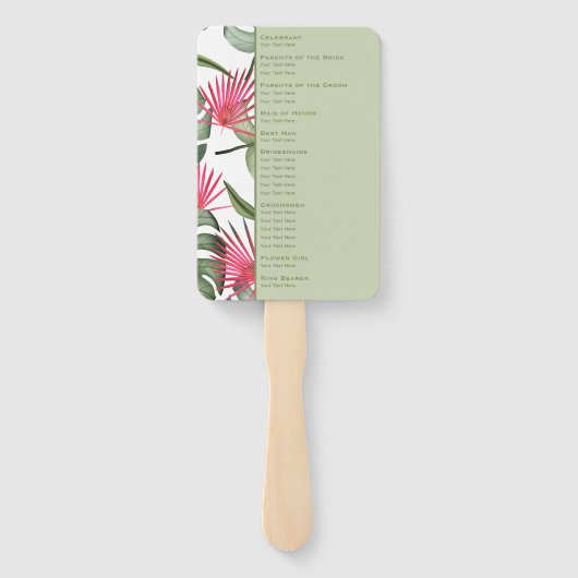 Humoureus programma voor Tropisch Weddenschap Handwaaier (Achterkant)