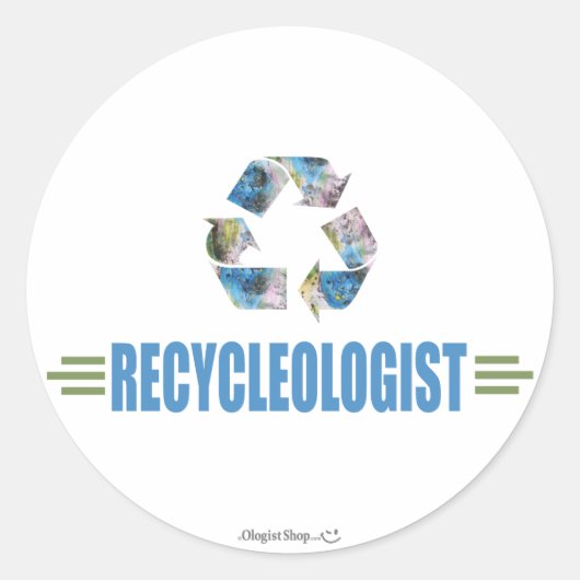 Humoureus recyclen ronde sticker (Voorkant)
