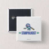 Humoureus Stamp Collect Vierkante Button 5,1 Cm (Voorkant /achterkant)