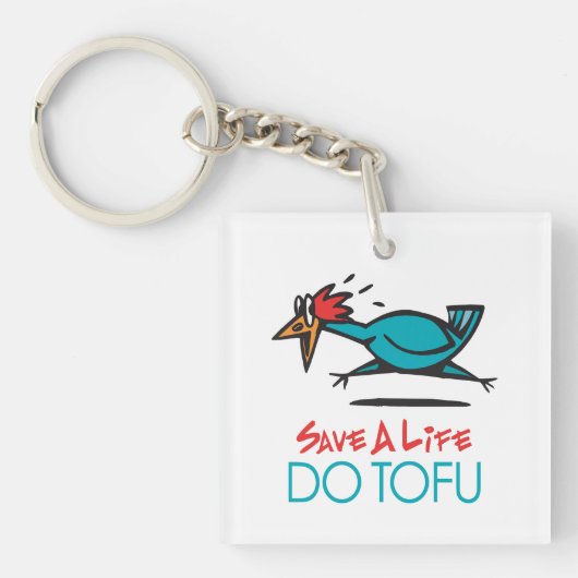 Humoureus Tofu-ontwerp Sleutelhanger (voorkant)