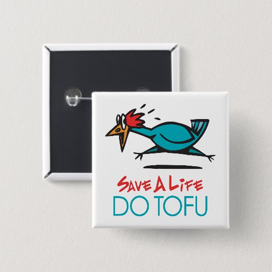 Humoureus Tofu-ontwerp Vierkante Button 5,1 Cm (Voorkant /achterkant)