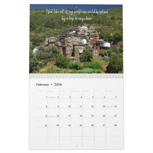 Humoureus Travel Quotes-verbluffende foto's van Po Kalender (Feb 2026)