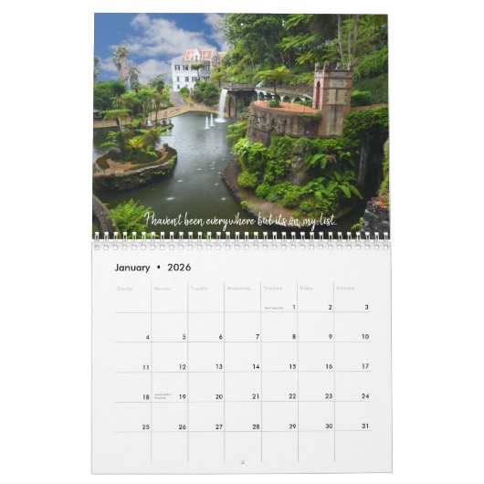 Humoureus Travel Quotes-verbluffende foto's van Po Kalender (Jan 2026)