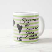 Humoureus Typografie Bericht over strepen Grote Koffiekop (Voorkant rechts)