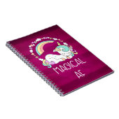 Humoureus Unicorn Magical AF op het donkere Rode P Notitieboek (Rechterzijde)