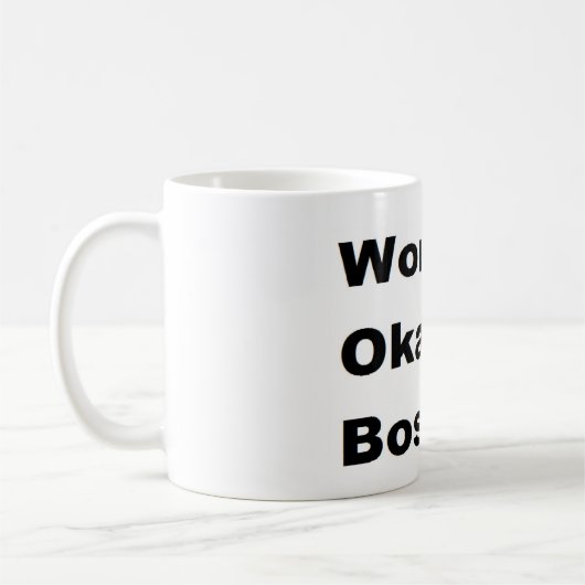 Humoureus werk World's Okayest Boss Gift Funny Koffiemok (Links)