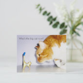Humoureus "Wie is nu de grote kat?" Briefkaart (Staand voorkant)