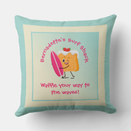 Humoureuze afvoerlaag met surfbordnaam kussen