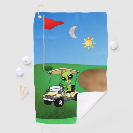 Humoureuze Alien Golf Towel Golfhanddoek (Insitu)