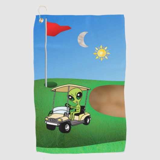 Humoureuze Alien Golf Towel Golfhanddoek (Voorkant)