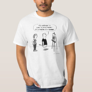 Humoureuze artistieke Cartoon Kunstleraar   Kunstk T-shirt
