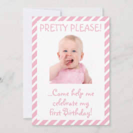 Humoureuze babymeisje Eerste verjaardag Kaart