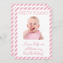 Humoureuze babymeisje Eerste verjaardag Kaart