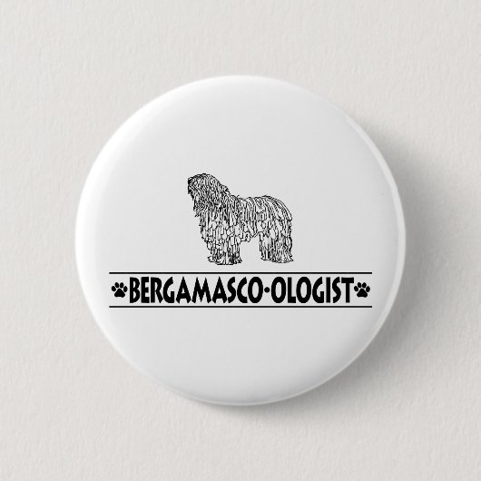 Humoureuze Bergamasco Dog Ronde Button 5,7 Cm (Voorkant)