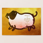 Humoureuze Big Pig Year 2019 Luxury 3 Gold Kaart (Binnen)