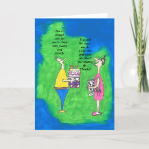 Humoureuze 'Birthday'-kaartdame met mieren in zakj Kaart