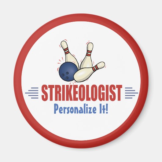 Humoureuze Bowling Pins Strikeoloog Bowler's Magneet (Voorkant)