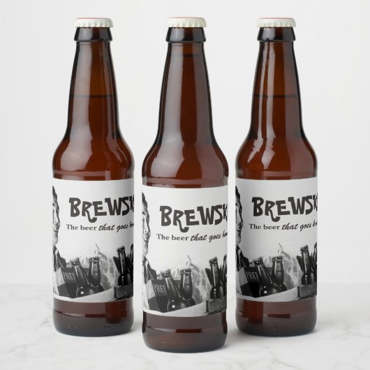 Humoureuze Brewski Retro Nineteen-fifties Beer Bier Etiket (Flessen)