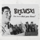 Humoureuze Brewski Retro Nineteen-fifties Beer Bier Etiket (Enkel label)
