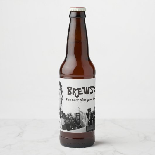 Humoureuze Brewski Retro Nineteen-fifties Beer Bier Etiket (Voorkant)