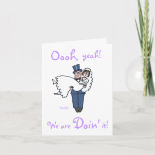 Humoureuze bruid en bruine Cartoon bruiloft