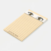 Humoureuze bruine ogen, zwart gelaagd post-it® notes (Schuin)