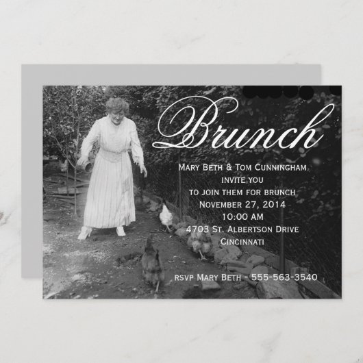 Humoureuze Brunch Party Kaart (Voorkant / Achterkant)