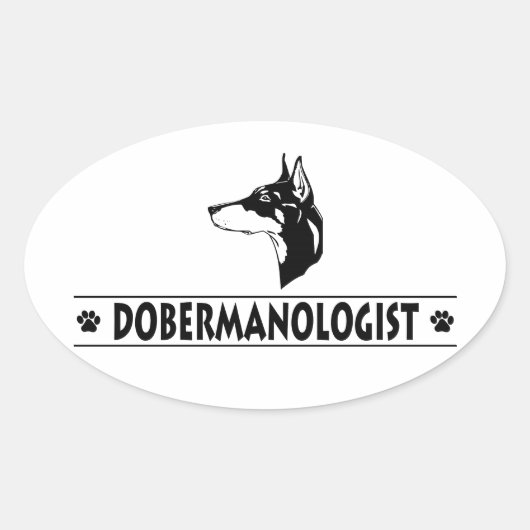 Humoureuze Doberman Pinscher Ovale Sticker (Voorkant)