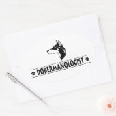 Humoureuze Doberman Pinscher Ovale Sticker (Envelop)