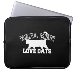 Humoureuze echte Mannen liefdeskatten Laptop Sleeve